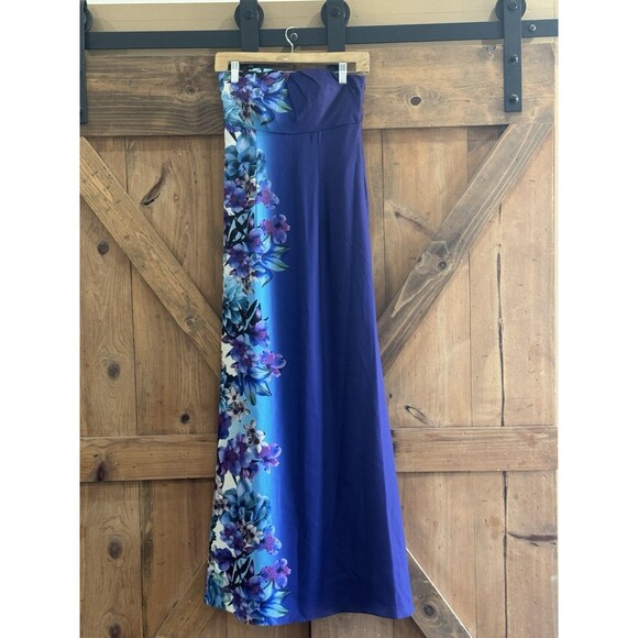 Monsoon Purple Strapless Floral  Maxi  Evening Gown Dress Women's US Sz 4 New - Picture 3 of 8